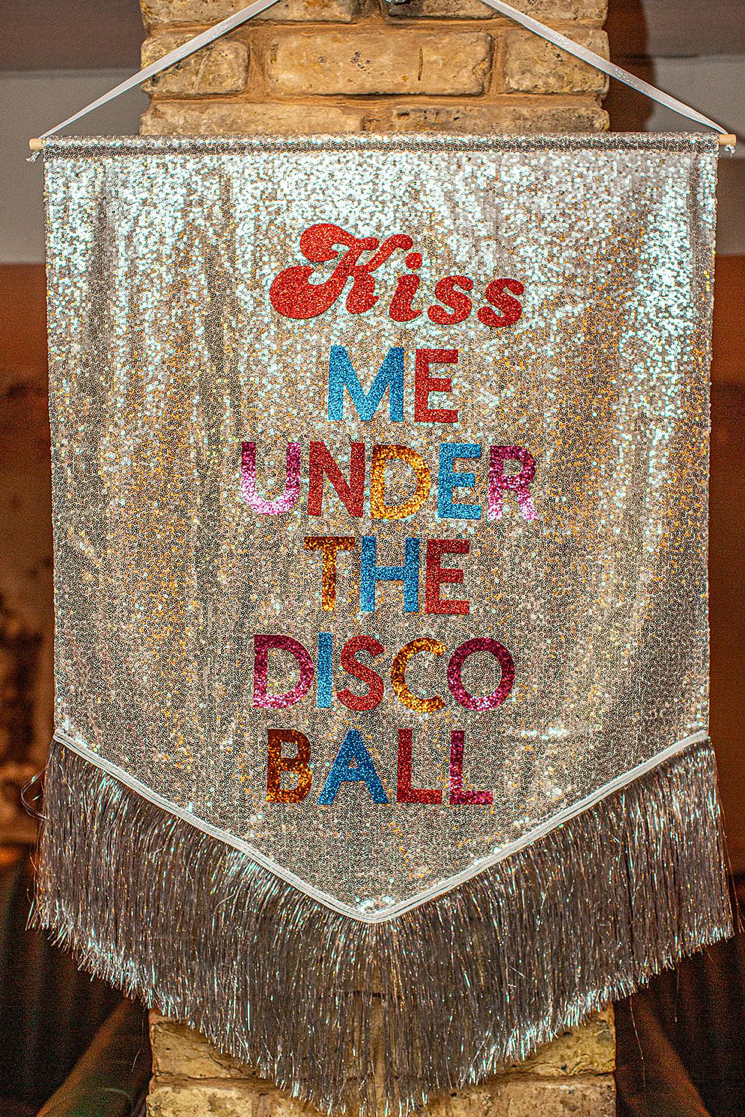 KISS ME UNDER THE DISCO BALL BANNER