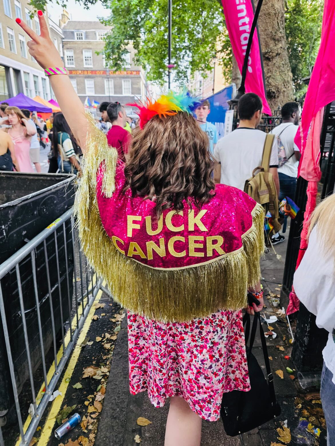 ‘FUCK CANCER’ Sequin Cape - also available censored