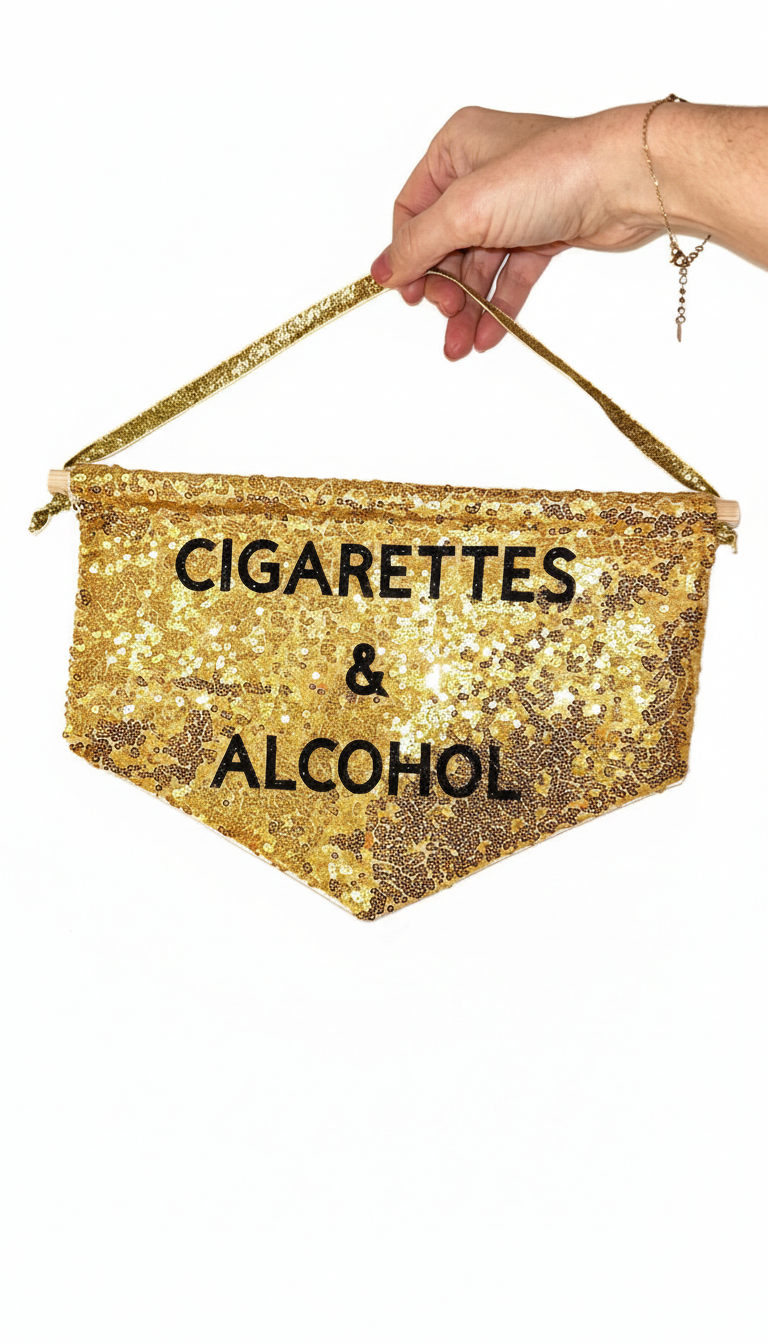 TINY 'CIGARETTES & ALCOHOL' BANNER- SAMPLE