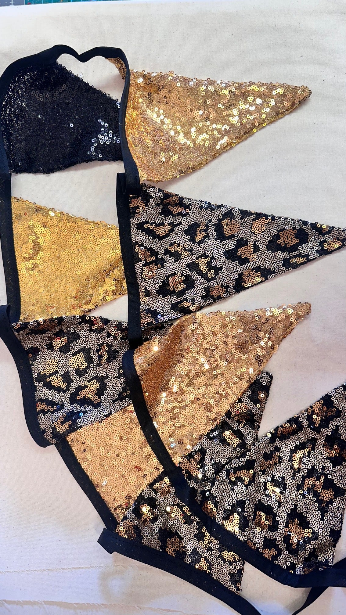 MYSTERY BUNTING -LEOPARD, BLACK, RED & GOLD