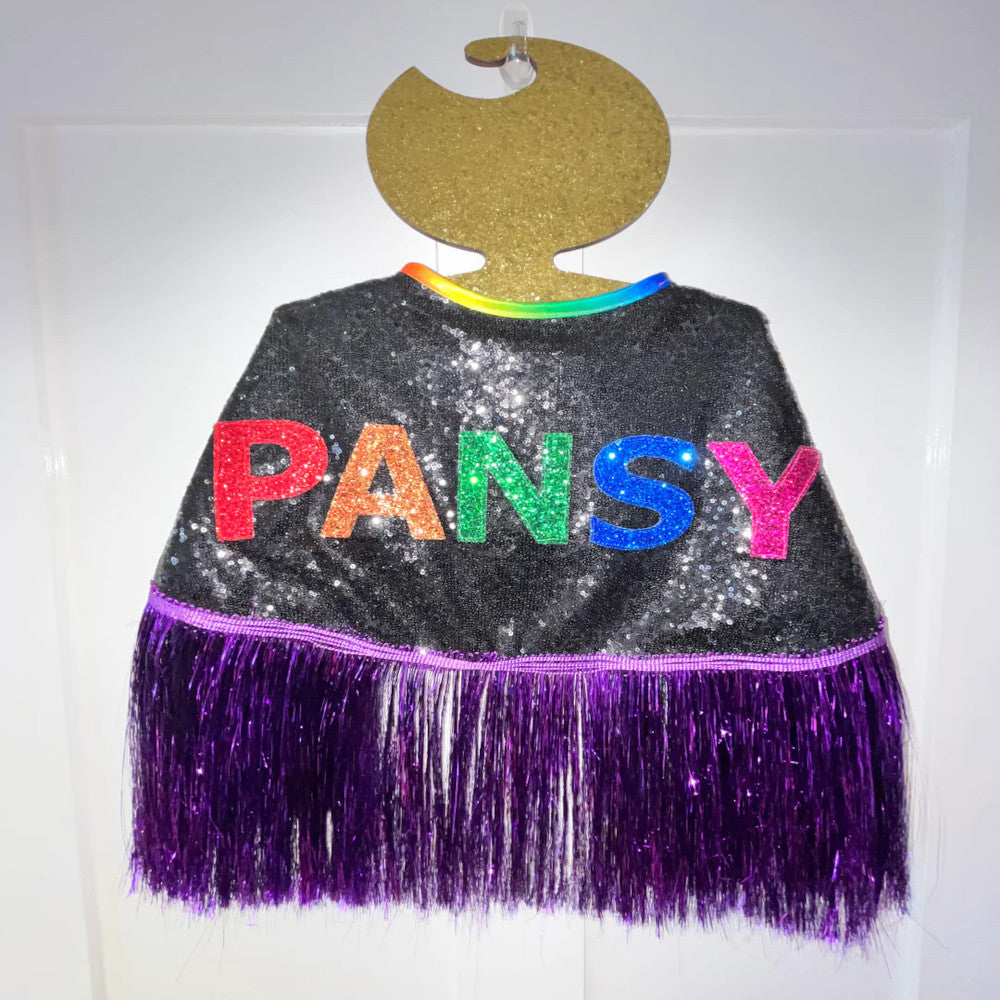 Custom Letter Cape WITH Tinsel Tassels