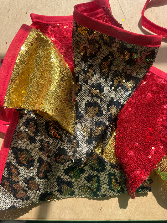 MYSTERY BUNTING -LEOPARD, BLACK, RED  & GOLD