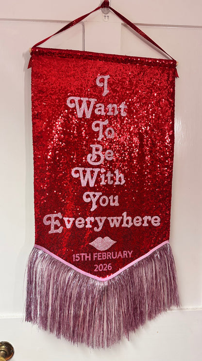 Midi Size Customisable Sequin Banner Wall Hanging 40cm x 80cm
