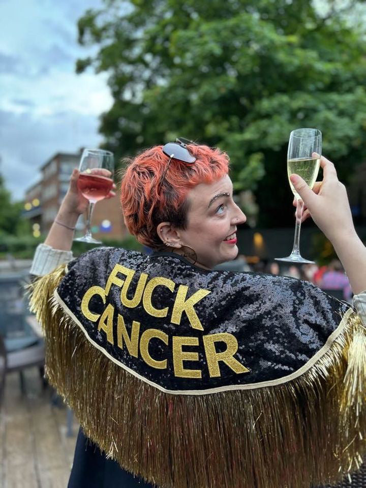 ‘FUCK CANCER’ Sequin Cape - also available censored