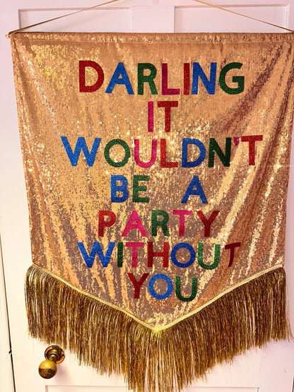 Maxi Size Customisable Sequin Banner Wall Hanging- 68cm x 85cm