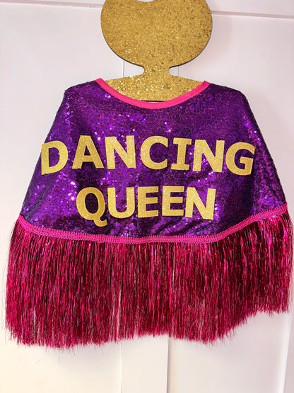 Custom Letter Cape WITH Tinsel Tassels