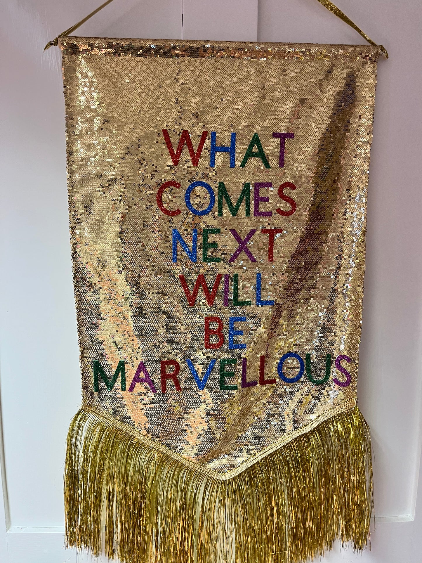 Mini Size 30cm x 50cm Customisable Sequin Banner Wall Hanging