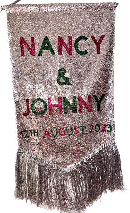 Midi Size Customisable Sequin Banner Wall Hanging 40cm x 80cm