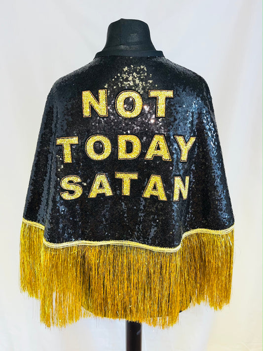 NOT TODAY SATAN CAPE - BLACK & GOLD